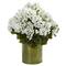 20" White UV Resistant Geranium Artificial Plant in Metal Planter